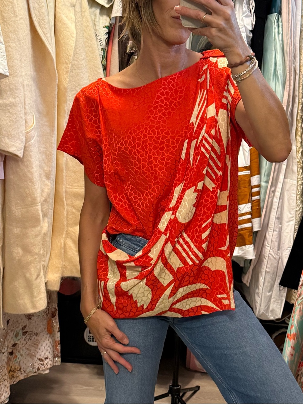 Vintage Whitney Shop 100% Silk Asymmetrical Top (Small/Medium) - Picture 2 of 6